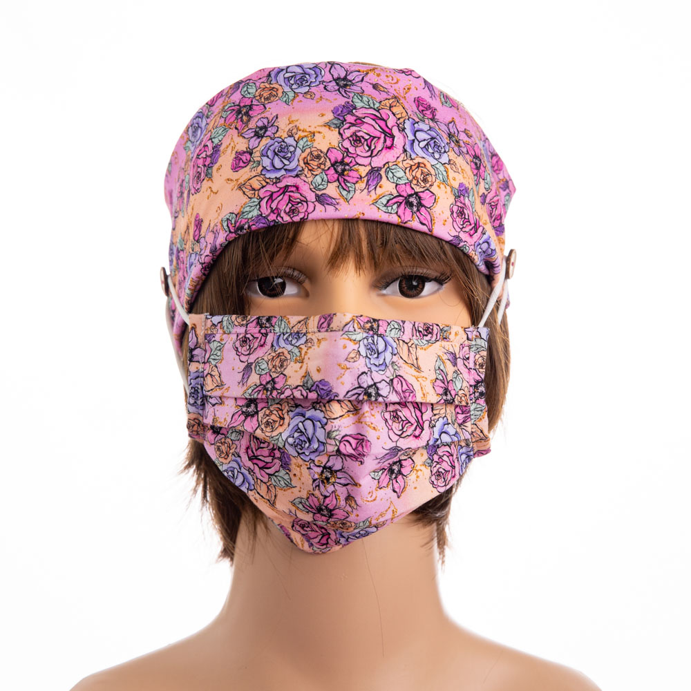 Buy Custom Printed Cotton Headband With Buttons For Face Mask